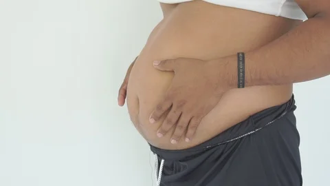 Man fat belly Stock Footage 93266261