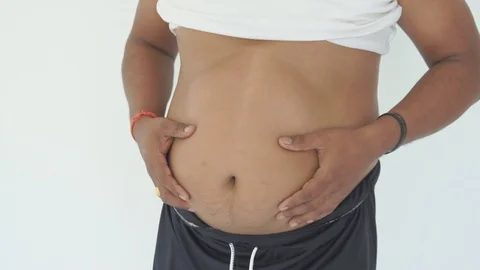 Man fat belly Stock Footage 93266270