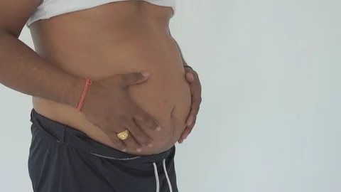 Man fat belly Stock Footage 93266333