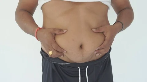 Man fat belly Stock Footage 93266358