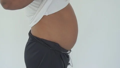 Man fat belly Stock Footage 93266373