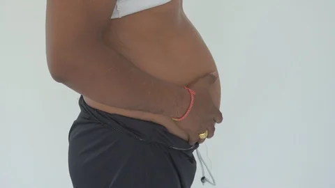 Man fat belly Stock Footage 93266375