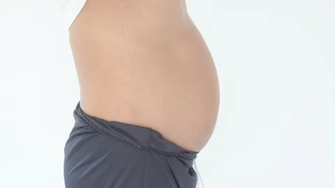 Man fat belly Stock Footage 93266437