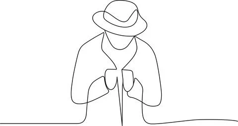 Man in fedora holding cane Vector Stock-Illustration
