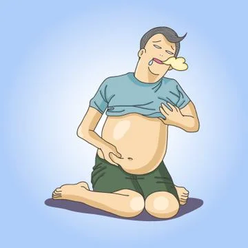 Man feel full Stock Illustration