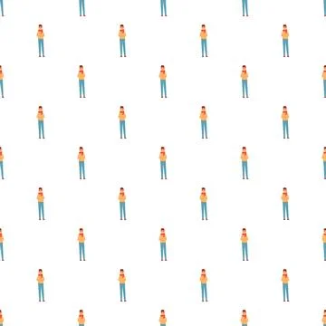 Man feeling cold shivering from illness seamless pattern Stock Illustration