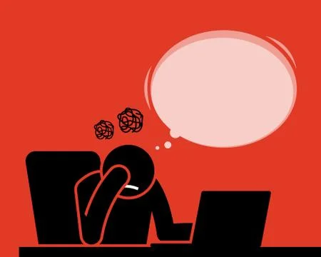 Man feeling fed up and disappointed after seeing and reading news, article, and  Stock-Illustration