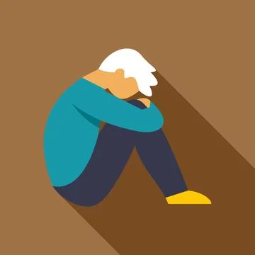 Man feeling lonely and sad with depression Stock Illustration
