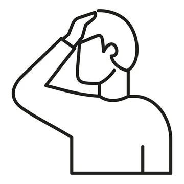 Man feeling regret, frustration, despair line icon Stock Illustration