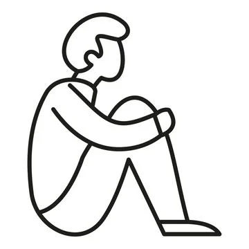Man feeling sad and alone, experiencing depression Stock Illustration