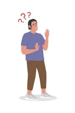 Man feels bewildered semi flat color vector character Stock Illustration