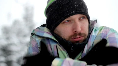 Man feels cold, winter time Stock Footage 955808