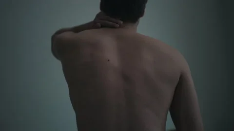 Man feels a neck pain Stock Footage 160944876