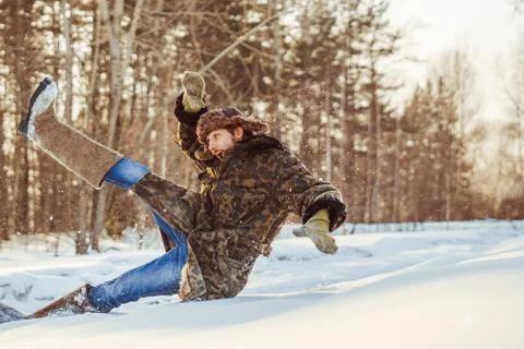 Man fell funny Stock Photos