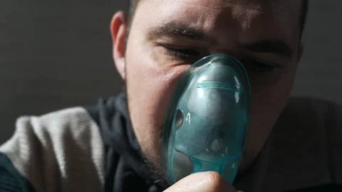 A man fell ill, a cold, inhaler treatment, close-up Stock Footage 117301875