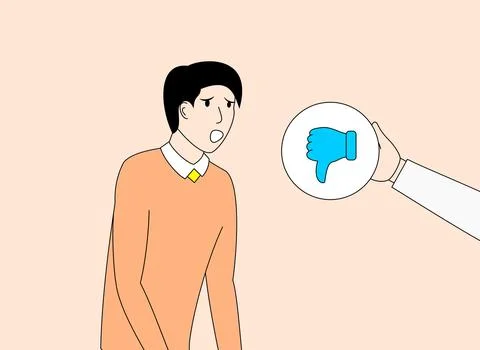 The man felt sad because he was given a bad assessment Stock Illustration