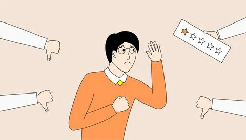 The man felt sad because he was given a bad assessment Stock Illustration