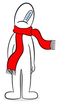 Man with fever and flu Stock Illustration