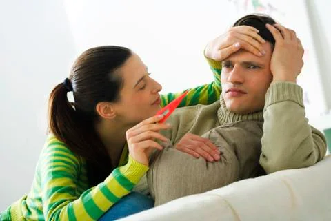 Man with fever Stock Photos