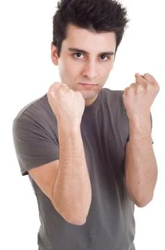 Man with fight expression Stock Photos