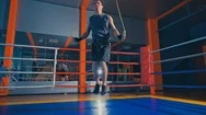 Man Fighter Skipping Stock Footage