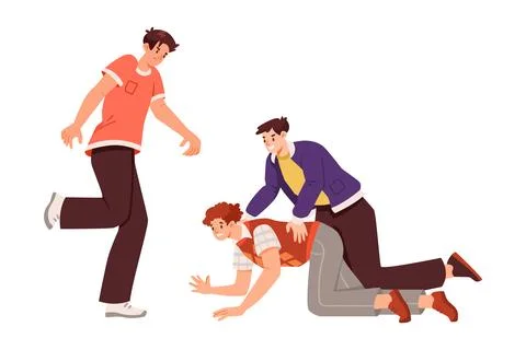 Man Fighting and Beating with Aggression and Violence Vector Illustration Stock Illustration