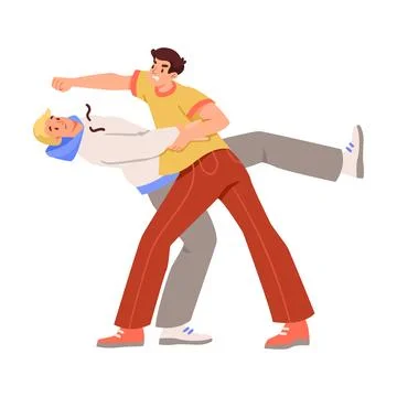 Man Fighting and Beating with Aggression and Violence Vector Illustration Stock Illustration