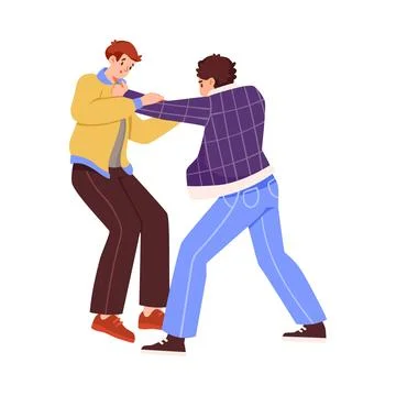 Man Fighting and Beating with Aggression and Violence Vector Illustration Stock Illustration