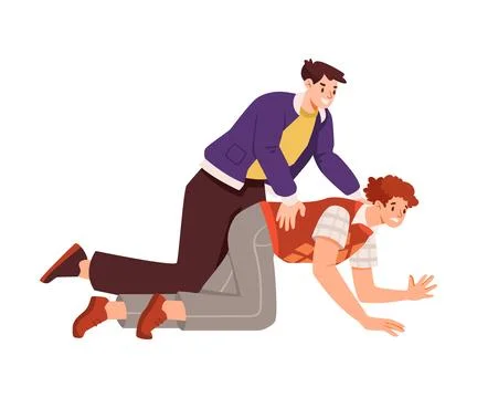 Man Fighting and Beating with Aggression and Violence Vector Illustration Stock Illustration