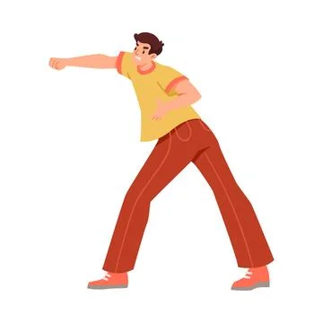 Man Fighting and Beating with Aggression and Violence Vector Illustration Stock Illustration