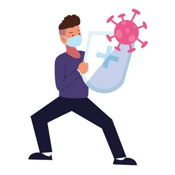 Man fighting covid Stock Illustration
