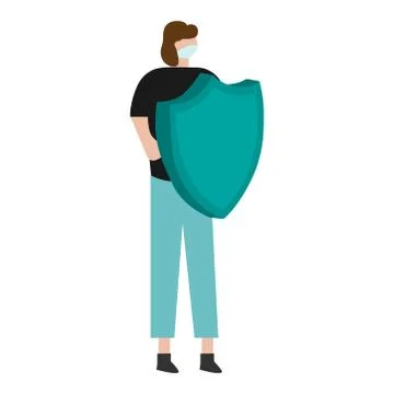 Man fighting with a virus on a white background. Vector illustration Illustrazione stock