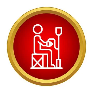 Man figure exercising on rowing machine icon Stock Illustration