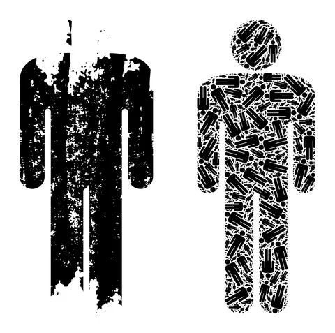 Man Figure Icon Recursion Mosaic and Grunge Textured Icon Illustrazione stock