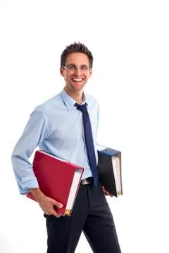 Man with file folders Stock Photos