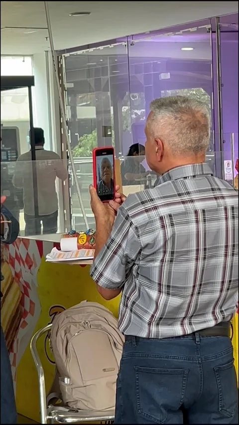 Man Films Self Instead Of Interviewee, San Gil, Colombia - 05 Mar 2025 스톡 동영상 303645431