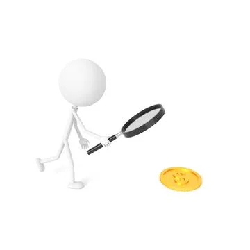 The man finding the money. 3D rendering. Stock Illustration