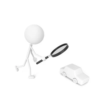 The man finding the new car. 3D rendering. Stock Illustration