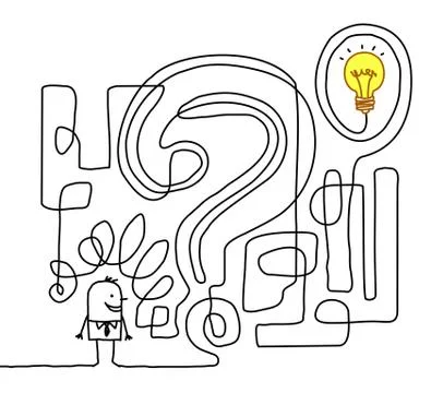 Man finding the solution in a maze Stock Illustration