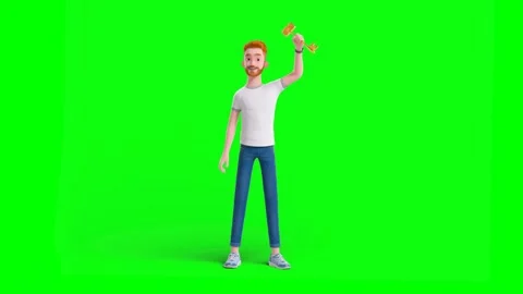 Man Finding Solution While Catching Golden Key Dropped from Above Stock Footage 329733184