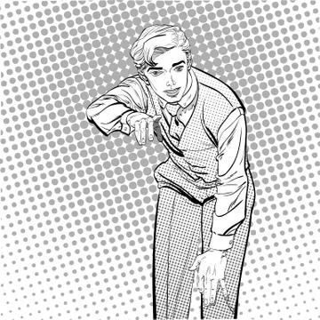 Man with the finger pointing or gesturing. Man trying to explain something. Man Stock Illustration