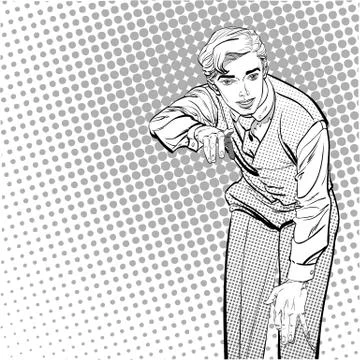 Man with the finger pointing or gesturing. Man trying to explain something. Man Stock Illustration