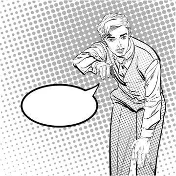 Man with the finger pointing or gesturing. Man trying to explain something. Man Stock Illustration