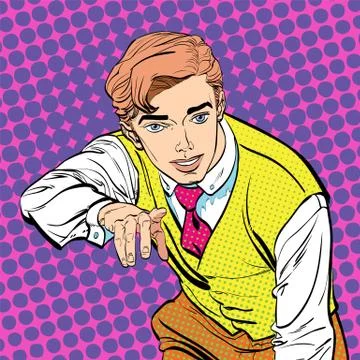 Man with the finger pointing or gesturing. Man trying to explain something. Man Illustrazione stock