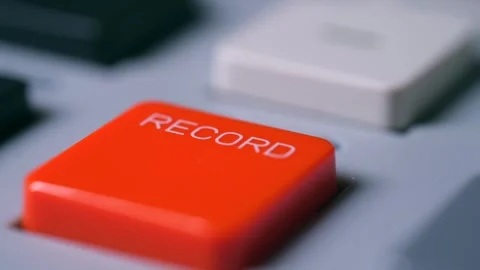 Man finger presses record button starting device closeup Stock Footage 278204307