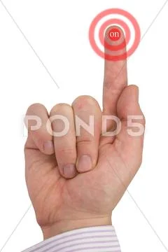 Man finger pressing