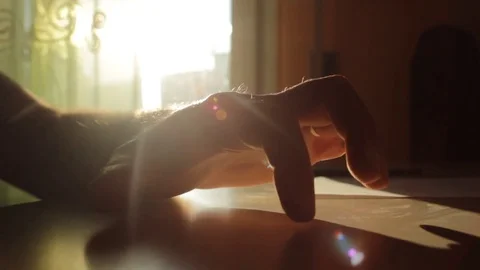 Man finger tapping backlight Stock Footage 75061308