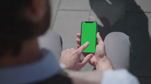 Man Finger Touch Screen Digital Touch Mobile Phone Background Chroma Key Digital Stock Footage 121438241