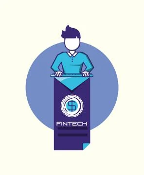 Man with fintech concept Stock Illustration