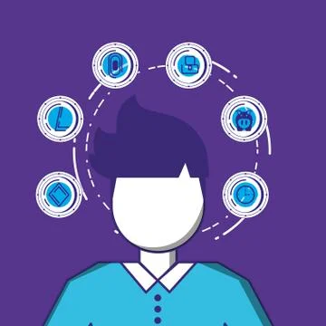 Man with fintech concept Stock Illustration